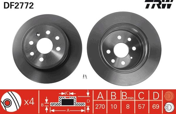 TRW DF2772 - Тормозной диск autospares.lv