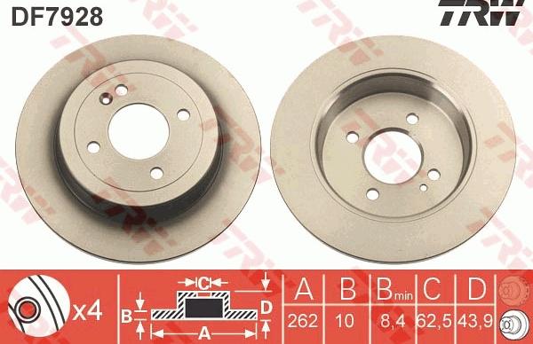 TRW DF7928 - Тормозной диск autospares.lv