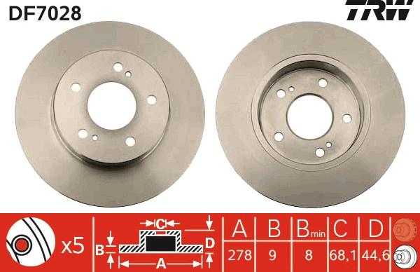 TRW DF7028 - Тормозной диск autospares.lv