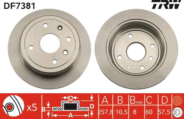 TRW DF7381 - Тормозной диск autospares.lv
