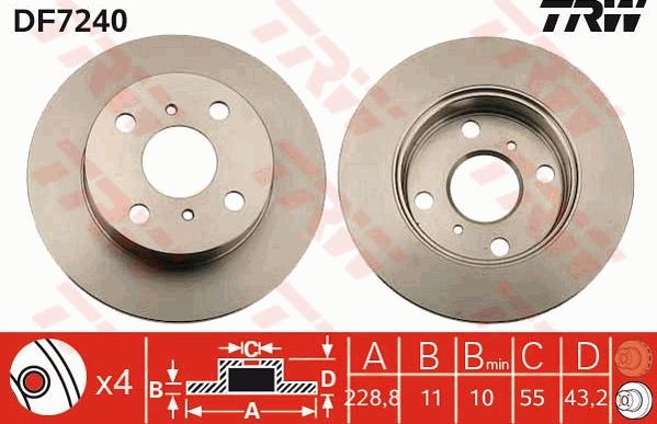 TRW DF7240 - Тормозной диск autospares.lv