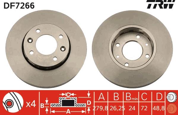 TRW DF7266 - Тормозной диск autospares.lv