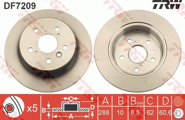 TRW DF7209 - Тормозной диск autospares.lv