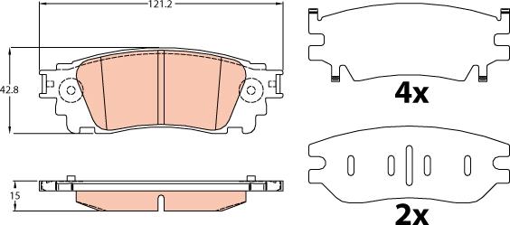 TRW GDB4459 - Тормозные колодки, дисковые, комплект autospares.lv