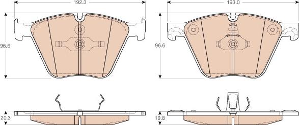 TRW GDB1964 - Тормозные колодки, дисковые, комплект autospares.lv