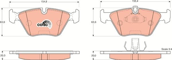 TRW GDB1404 - Тормозные колодки, дисковые, комплект autospares.lv