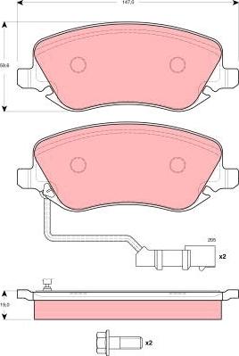 TRW GDB1489 - Тормозные колодки, дисковые, комплект autospares.lv