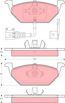 TRW GDB1422 - Тормозные колодки, дисковые, комплект autospares.lv