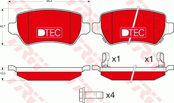 TRW GDB1515DTE - Тормозные колодки, дисковые, комплект autospares.lv