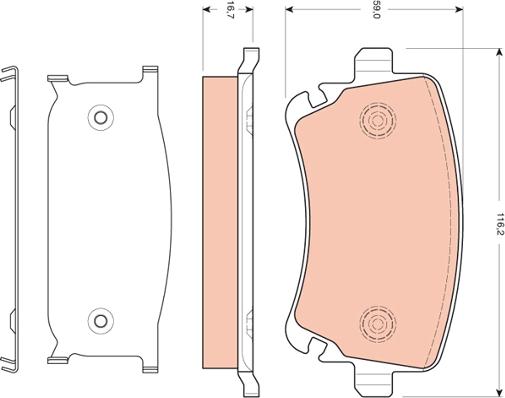 TRW GDB1661 - Тормозные колодки, дисковые, комплект autospares.lv