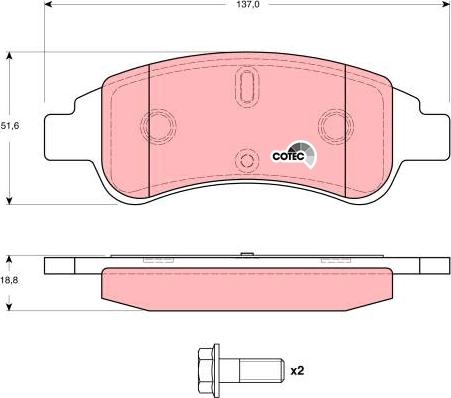 TRW GDB1623 - Тормозные колодки, дисковые, комплект autospares.lv