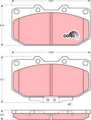 TRW GDB1006AT - Тормозные колодки, дисковые, комплект autospares.lv