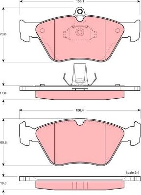 TRW GDB1166 - Тормозные колодки, дисковые, комплект autospares.lv