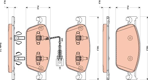 TRW GDB1887 - Тормозные колодки, дисковые, комплект autospares.lv