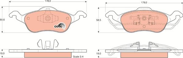 TRW GDB1358 - Тормозные колодки, дисковые, комплект autospares.lv