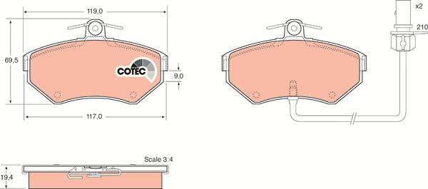 TRW GDB1366 - Тормозные колодки, дисковые, комплект autospares.lv