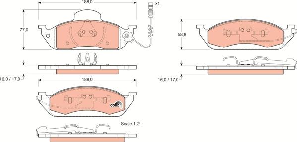 TRW GDB1378 - Тормозные колодки, дисковые, комплект autospares.lv