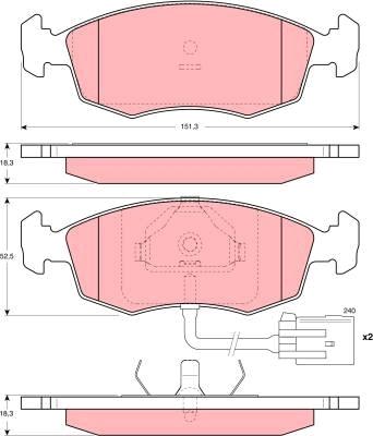 TRW GDB1208 - Тормозные колодки, дисковые, комплект autospares.lv