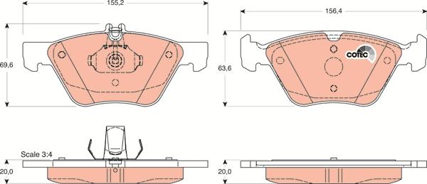 TRW GDB1215 - Тормозные колодки, дисковые, комплект autospares.lv