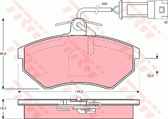 TRW GDB1281 - Тормозные колодки, дисковые, комплект autospares.lv