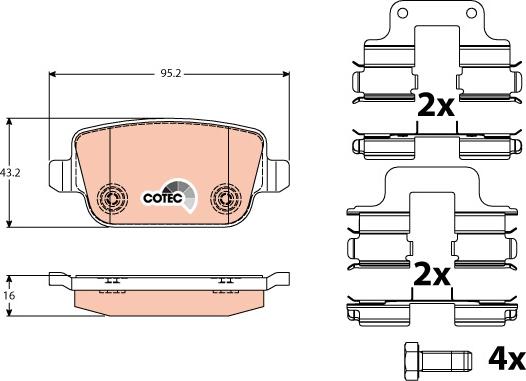 TRW GDB1709 - Тормозные колодки, дисковые, комплект autospares.lv