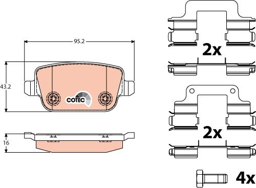 TRW GDB1708 - Тормозные колодки, дисковые, комплект autospares.lv