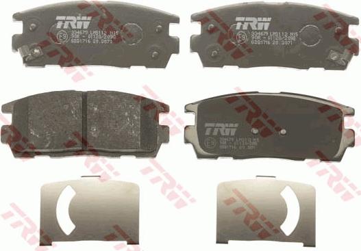 TRW GDB1716 - Тормозные колодки, дисковые, комплект autospares.lv