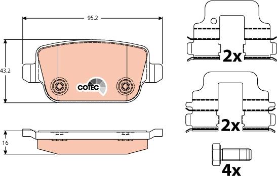 TRW GDB1732 - Тормозные колодки, дисковые, комплект autospares.lv