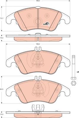 TRW GDB1737 - Тормозные колодки, дисковые, комплект autospares.lv