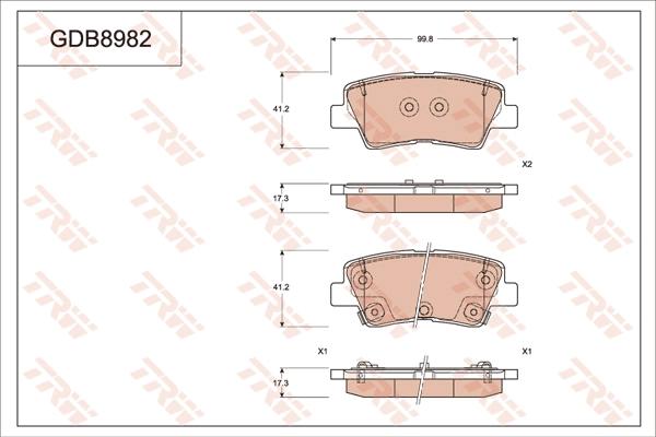 TRW GDB8982 - Тормозные колодки, дисковые, комплект autospares.lv