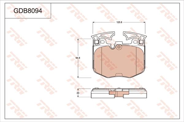 TRW GDB8094 - Тормозные колодки, дисковые, комплект autospares.lv