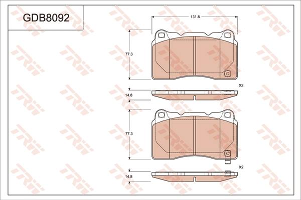 TRW GDB8092 - Тормозные колодки, дисковые, комплект autospares.lv