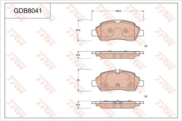 TRW GDB8041 - Тормозные колодки, дисковые, комплект autospares.lv