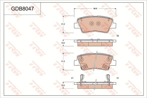 TRW GDB8047 - Тормозные колодки, дисковые, комплект autospares.lv