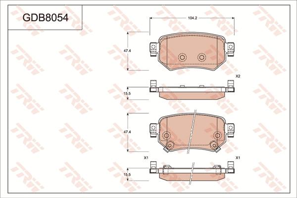 TRW GDB8054 - Тормозные колодки, дисковые, комплект autospares.lv