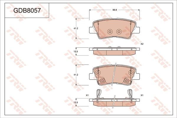 TRW GDB8057 - Тормозные колодки, дисковые, комплект autospares.lv