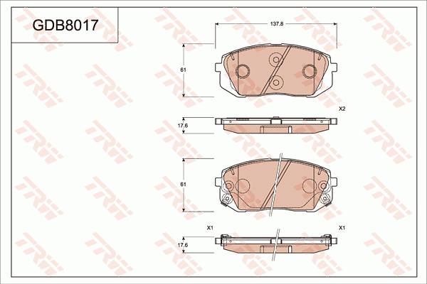 TRW GDB8017 - Тормозные колодки, дисковые, комплект autospares.lv