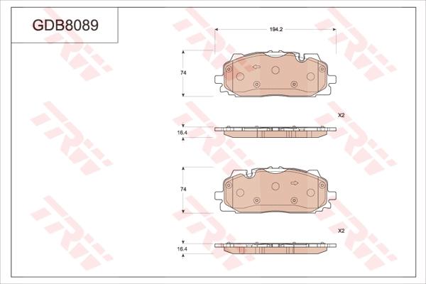 TRW GDB8089 - Тормозные колодки, дисковые, комплект autospares.lv