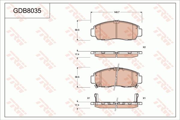 TRW GDB8035 - Тормозные колодки, дисковые, комплект autospares.lv