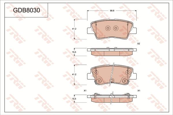 TRW GDB8030AT - Тормозные колодки, дисковые, комплект autospares.lv