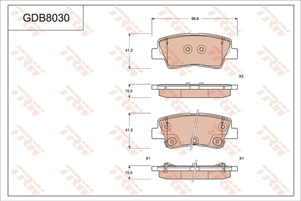 TRW GDB8030 - Тормозные колодки, дисковые, комплект autospares.lv