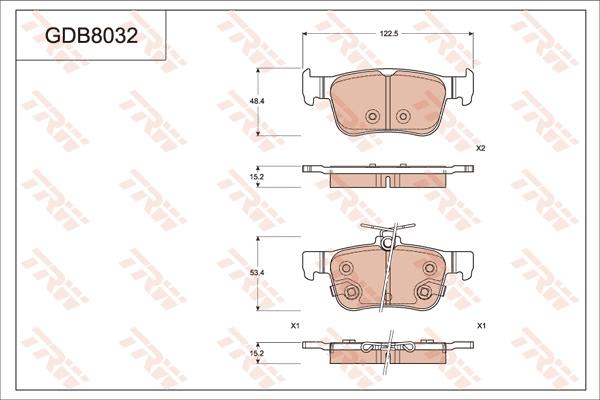 TRW GDB8032 - Тормозные колодки, дисковые, комплект autospares.lv