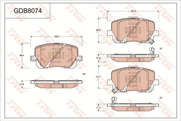 TRW GDB8074 - Тормозные колодки, дисковые, комплект autospares.lv