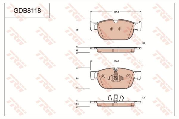 TRW GDB8118 - Тормозные колодки, дисковые, комплект autospares.lv