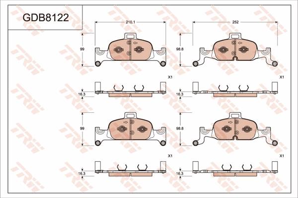 TRW GDB8122 - Тормозные колодки, дисковые, комплект autospares.lv