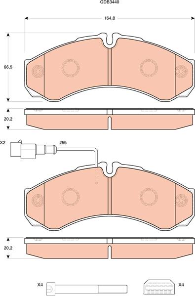 TRW GDB3440 - Тормозные колодки, дисковые, комплект autospares.lv