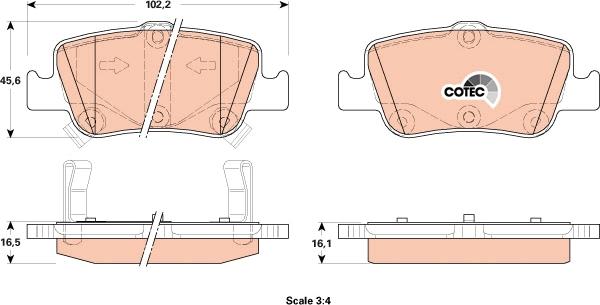 TRW GDB3480 - Тормозные колодки, дисковые, комплект autospares.lv