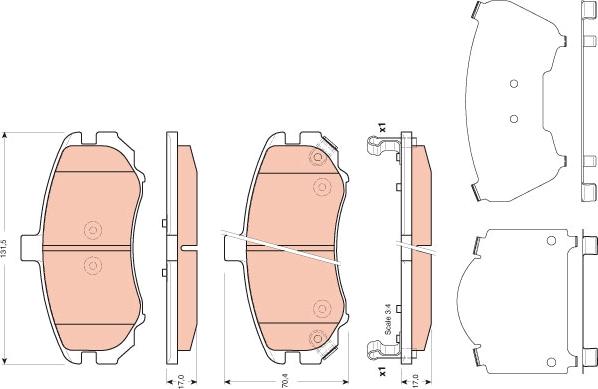 TRW GDB3431 - Тормозные колодки, дисковые, комплект autospares.lv