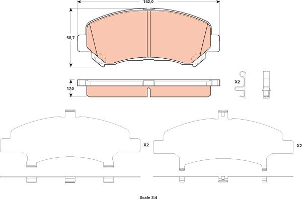 TRW GDB3521 - Тормозные колодки, дисковые, комплект autospares.lv