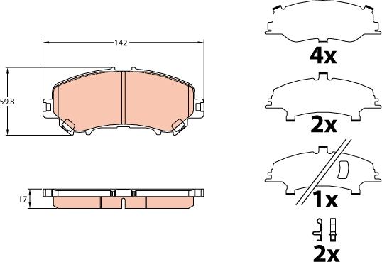 TRW GDB3648 - Тормозные колодки, дисковые, комплект autospares.lv